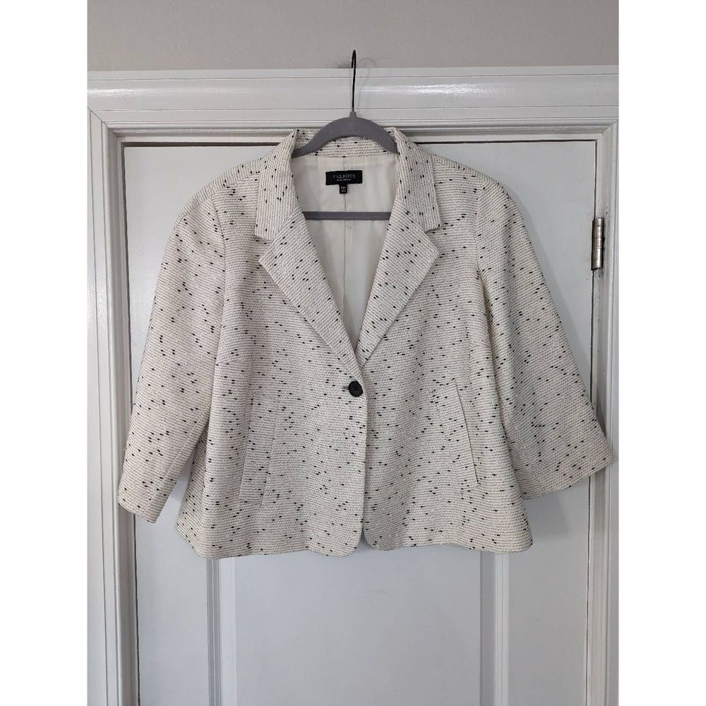 Talbots Woman Petites Single Button Blazer Textured 3/4 sleeve size 16WP